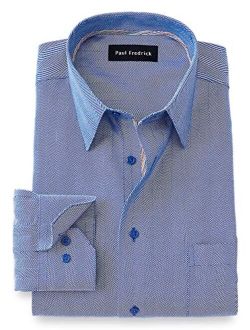 Paul Fredrick Men's Classic Fit Non-Iron Cotton Herringbone Dress Shirt