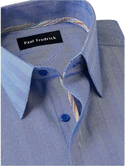 Paul Fredrick Men's Classic Fit Non-Iron Cotton Herringbone Dress Shirt