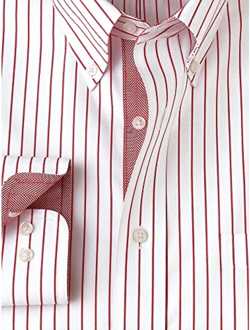 Paul Fredrick Men's Classic Fit Non-Iron Cotton Stripe Dress Shirt