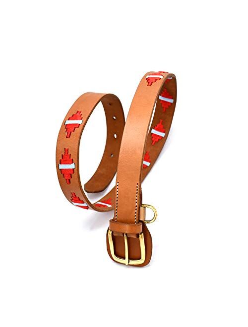 OdontoMed2011 Polo Belt Hand-Stitched Leather Belt Brown 38" Length With Buckle BLT-01