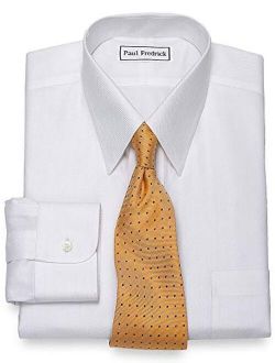Paul Fredrick Men's Non-Iron Cotton Herringbone Straight Collar Dress Shirt