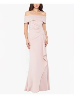 Ruffled Off-The-Shoulder Gown