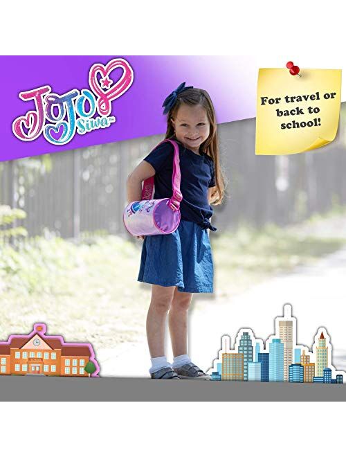 Jojo Siwa Crossbody Duffel Purse for Girls, Glitter Printed Sling Bag with Adjustable Nylon Strap, Little Girl's Lightweight Messenger Bag, Toddler's Sling Bag for School