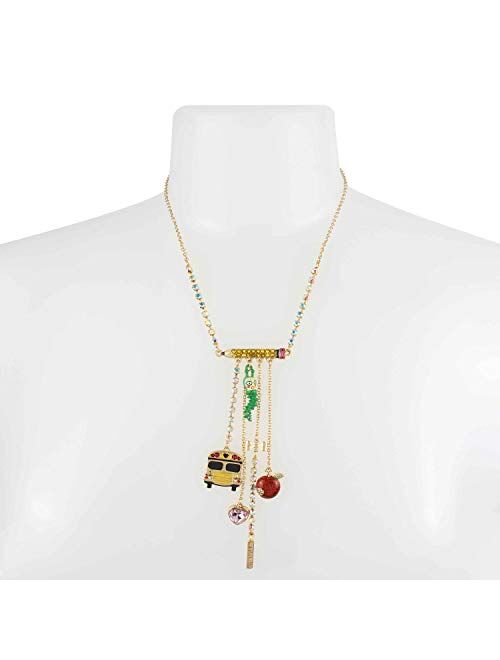 Betsey Johnson Back to School Mixed Charm Y-Necklace