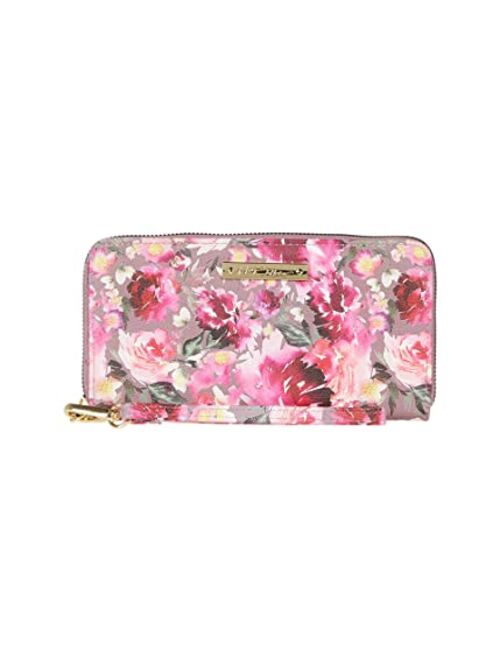 Betsey Johnson Ring Zip Around Wrislet Wallet Abstract Mauve Floral One Size