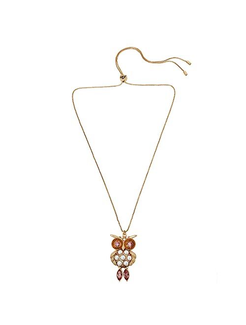 Betsey Johnson Owl Pendant Slider Necklace