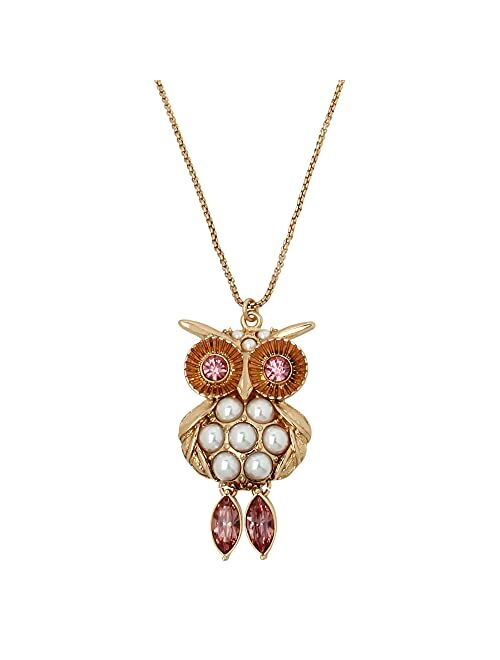 Betsey Johnson Owl Pendant Slider Necklace