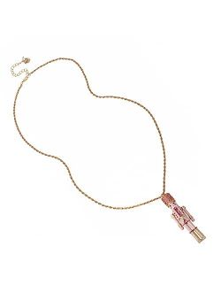 Nutcracker Pendant Long Necklace,Pink,373168GLD650