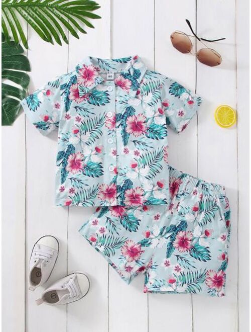 Shein Baby Tropical Print Shirt & Shorts