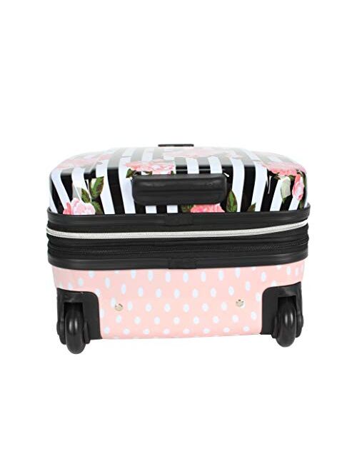 Unknown Betsey Johnson Designer Underseat Luggage Collection - 15 Inch Hardside Carry On Suitcase for Women- Lightweight Under Seat Bag with 2-Rolling Spinner Wheels (Str
