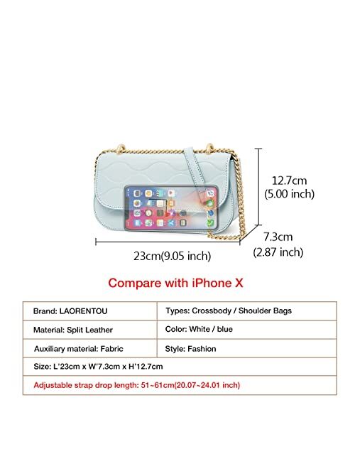 LAORENTOU Womens Shoulder Bags, Ladies Cow Leather Chain Purse & Crossbody Handbags for Women with Chain Strap