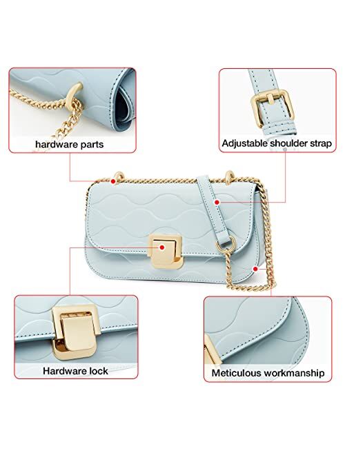 LAORENTOU Womens Shoulder Bags, Ladies Cow Leather Chain Purse & Crossbody Handbags for Women with Chain Strap