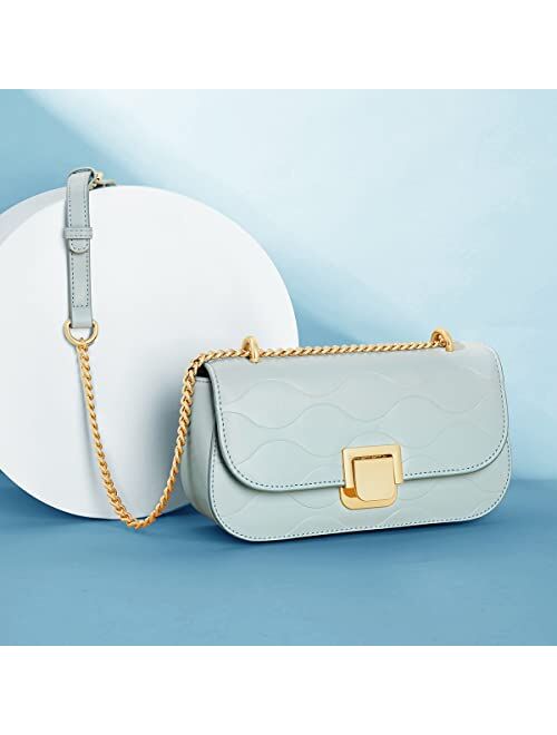 LAORENTOU Womens Shoulder Bags, Ladies Cow Leather Chain Purse & Crossbody Handbags for Women with Chain Strap