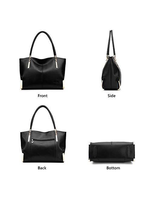Laorentou Genuine Leather Tote Handbags for Women, Ladies Top-handle Purse Shoulder Bags Valentines Day