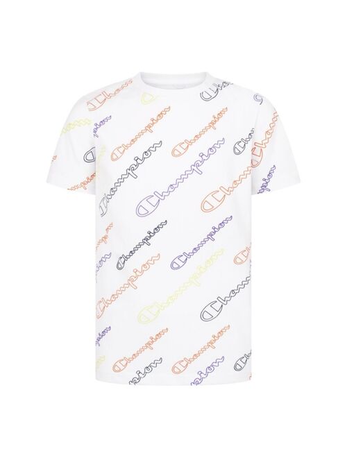 Champion Little Boys All Over Print Open Diagonal Script T-shirt