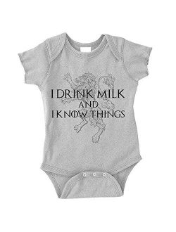Teeinks Game of Thrones Baby Bodysuit Onesie I Drink Milk and I Know Things