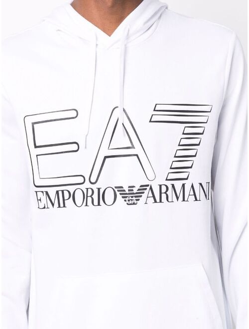 Ea7 Emporio Armani logo-print cotton hoodie