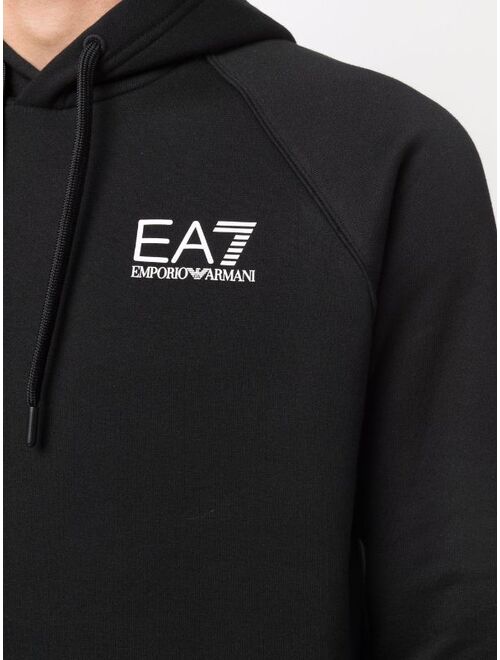 Ea7 Emporio Armani logo-print cotton hoodie