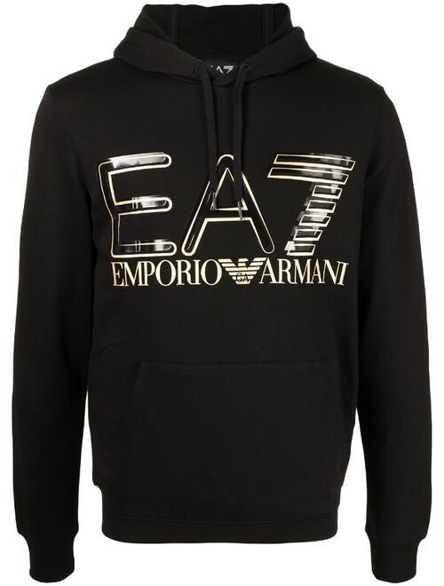 Ea7 Emporio Armani logo-print pullover hoodie