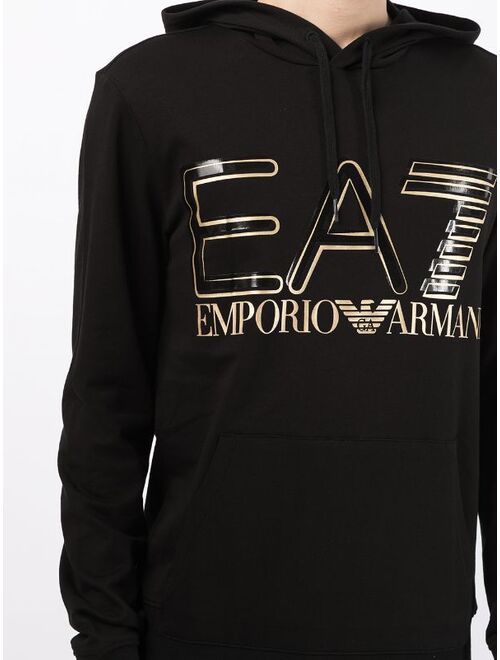 Ea7 Emporio Armani logo-print pullover hoodie