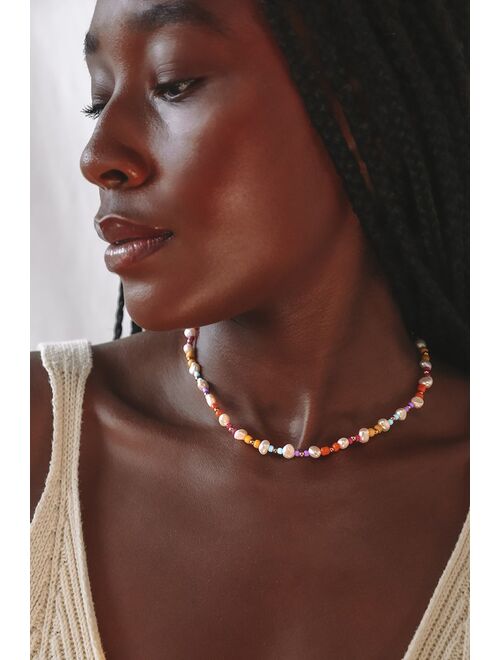 Lulus Tastemaker Multi Beaded Pearl Choker Necklace