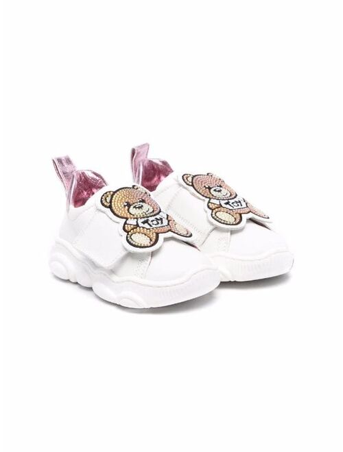 Moschino Kids embellished Teddy Bear touch-strap sneakers