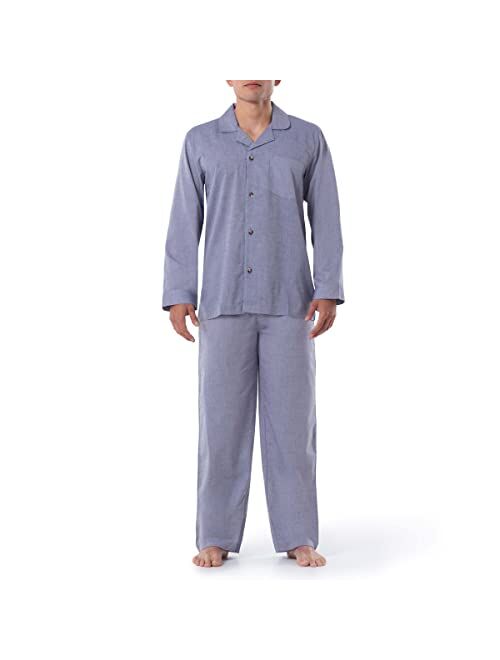 Geoffrey Beene Men's Broadcloth Long Sleeve Shirt and Pant Pajama Set