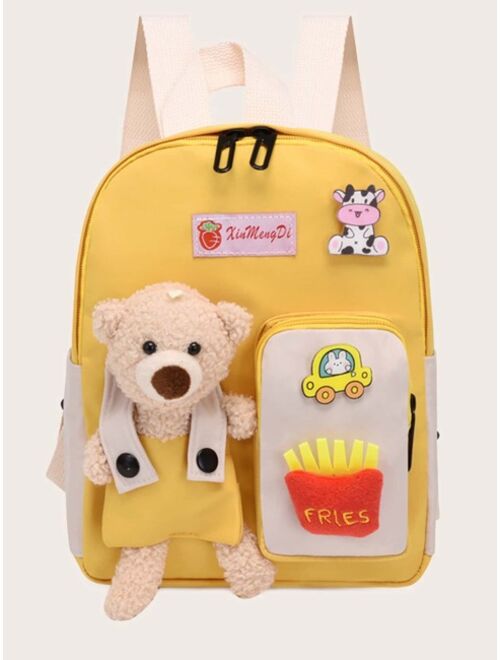 Shein Kids Letter Graphic Cartoon Decor Backpack