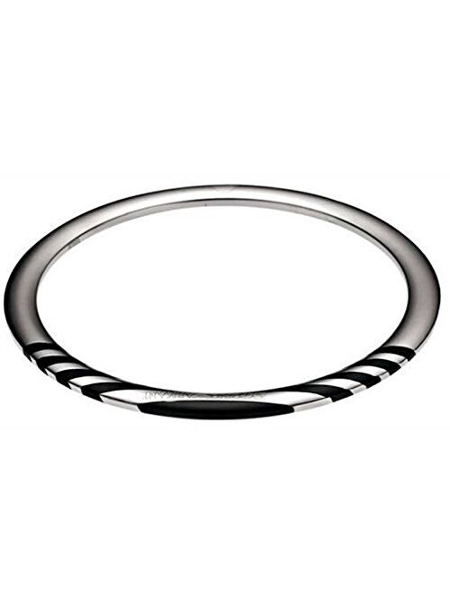 Emporio Armani EGS1136 Stainless Steel & Black IP Treatment Woman's Bangle Bracelet $150