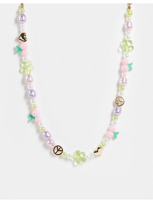 ASOS DESIGN beaded necklace with mixed cute and cherry beads