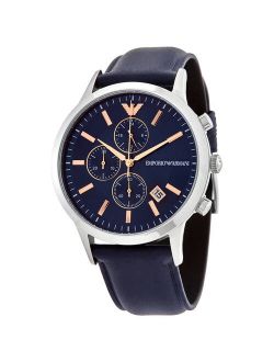 Renato Chronograph Quartz Blue Dial Men's Leather Strap Watch AR11216