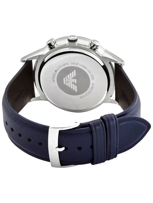 Emporio Armani Renato Chronograph Quartz Blue Dial Men's Leather Strap Watch AR11216