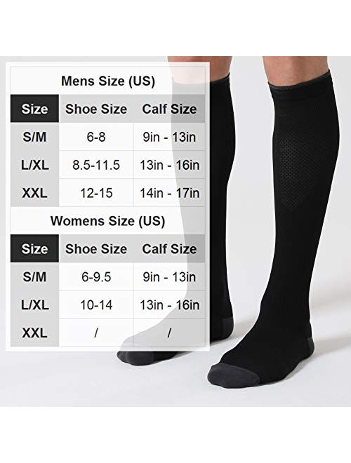 CelerSport 3 Pairs Compression Socks for Men and Women 20-30 mmHg Running Support Socks