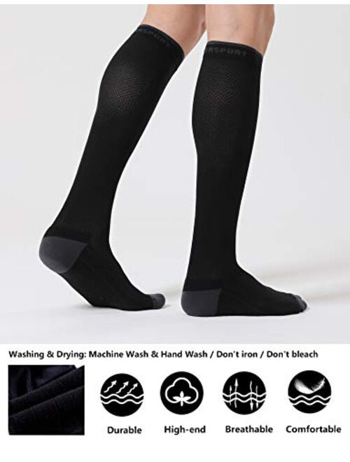 CelerSport 3 Pairs Compression Socks for Men and Women 20-30 mmHg Running Support Socks