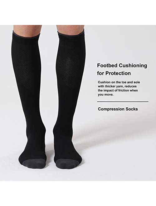 CelerSport 3 Pairs Compression Socks for Men and Women 20-30 mmHg Running Support Socks