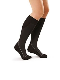JOBST Sport Knee High 15-20 mmHg Compression Socks, Black/Cool Black, Medium