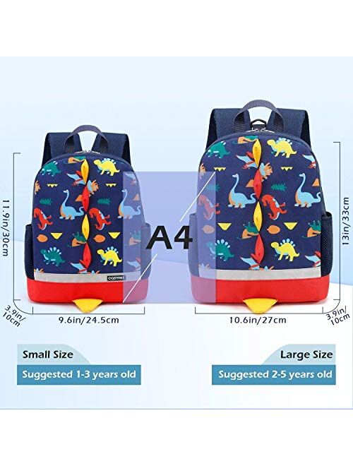 Cosyres Toddler Backpack Dinosaur Preschool for Boys Girls with Leash Chest Strap,Toddler Rucksack Kids School Bag for Boys 3-5 Years 33x10x27cm/13x3.9x10.6in