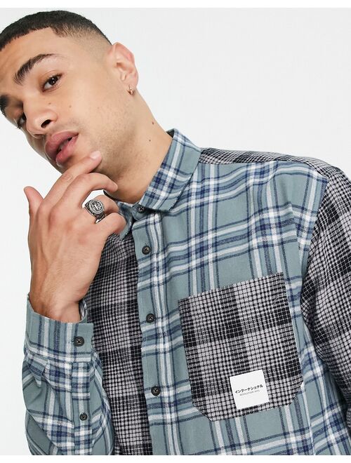 Topman cut and sew relaxed fit check shirt in multi