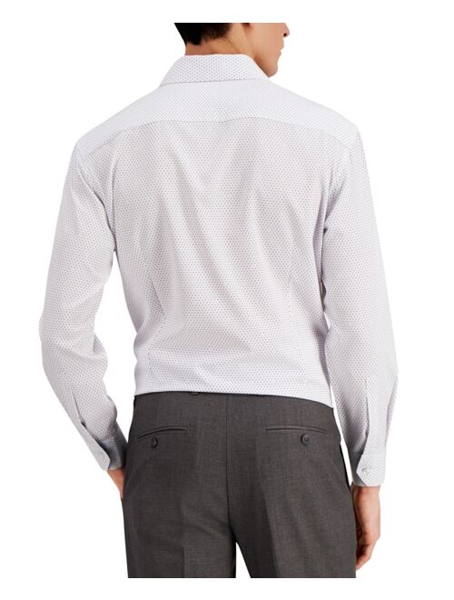 Tallia Men's Slim-Fit No-Iron Performance Stretch White Dot Dress Shirt