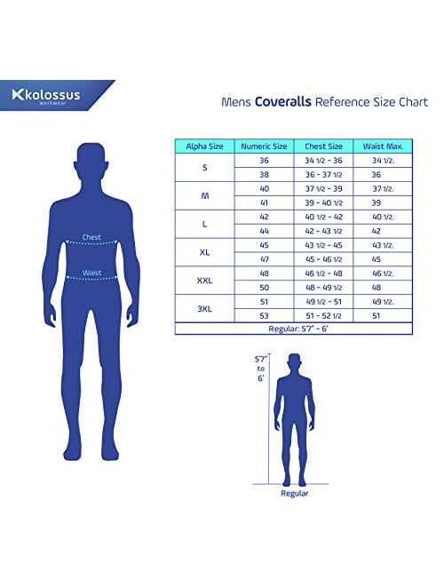 Kolossus Men's Long Sleeve Coverall - Blended - Adjustable Cuff - Utility Pockets