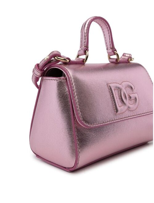 Dolce & Gabbana Kids TEEN metallic leather top-handle bag
