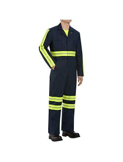 Red Kap Men's Enhanced Visibility Twill Action Back Coverall with Chest Pockets, Oversized Fit, Long Sleeve