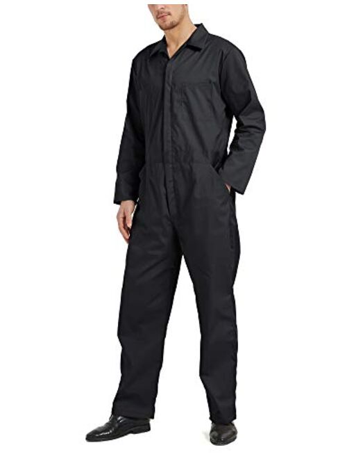 TOPTIE Men's Long Sleeve Coverall, Snap and Zip-Front Coverall