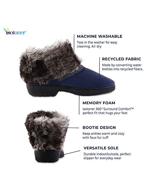 isotoner Women's Recycled Microsuede Mallory Boot Slipper, with Memory Foam