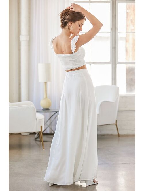 Lulus Away On Vacay White Two-Piece Maxi Dress