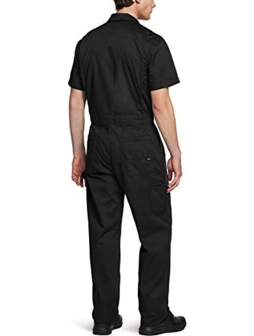 CQR Men's Short Sleeve Zip-Front Coverall, Twill Stain & Wrinkle Resistant Work Coverall, Action Back Jumpsuit with Multi Pockets