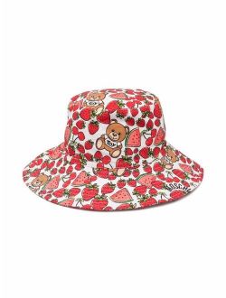 Kids Teddy Bear motif-print bucket hat