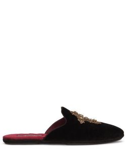 cross-embellished velvet slippers