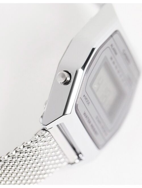 Casio Vintage unisex mesh digital watch in silver LA690WEM-7EF