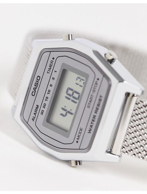 Casio Vintage unisex mesh digital watch in silver LA690WEM-7EF